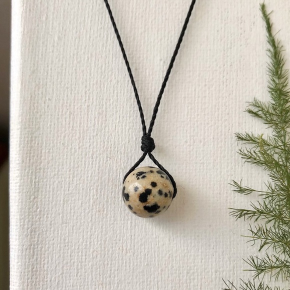 Dalmatian Jasper (12mm) Sphere Pendant Necklace/Choker - Picture 1 of 4